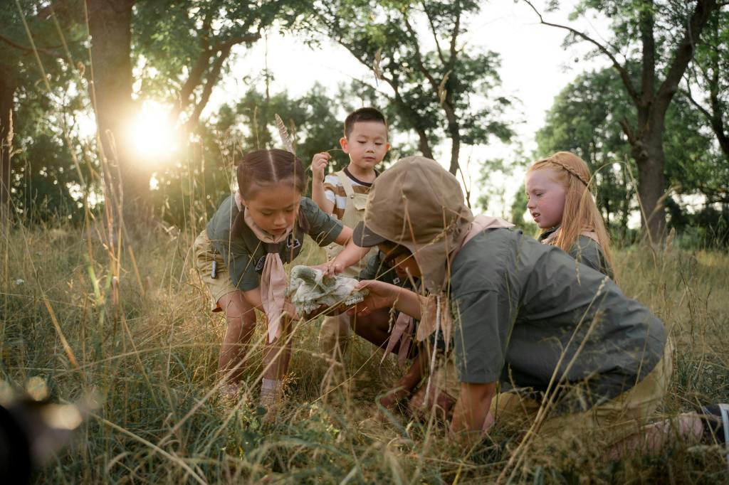 Kids curious about something they found on ground
