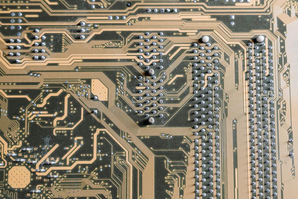 a close-up view of a printed circuit board (PCB), which is the foundational component for most electronic devices, presumably including those used in vet sciences diagnostics