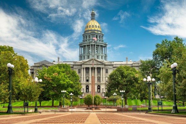 Exterior view of the Colorado State Capitol building.